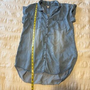 Cato Button-Up Top Blue